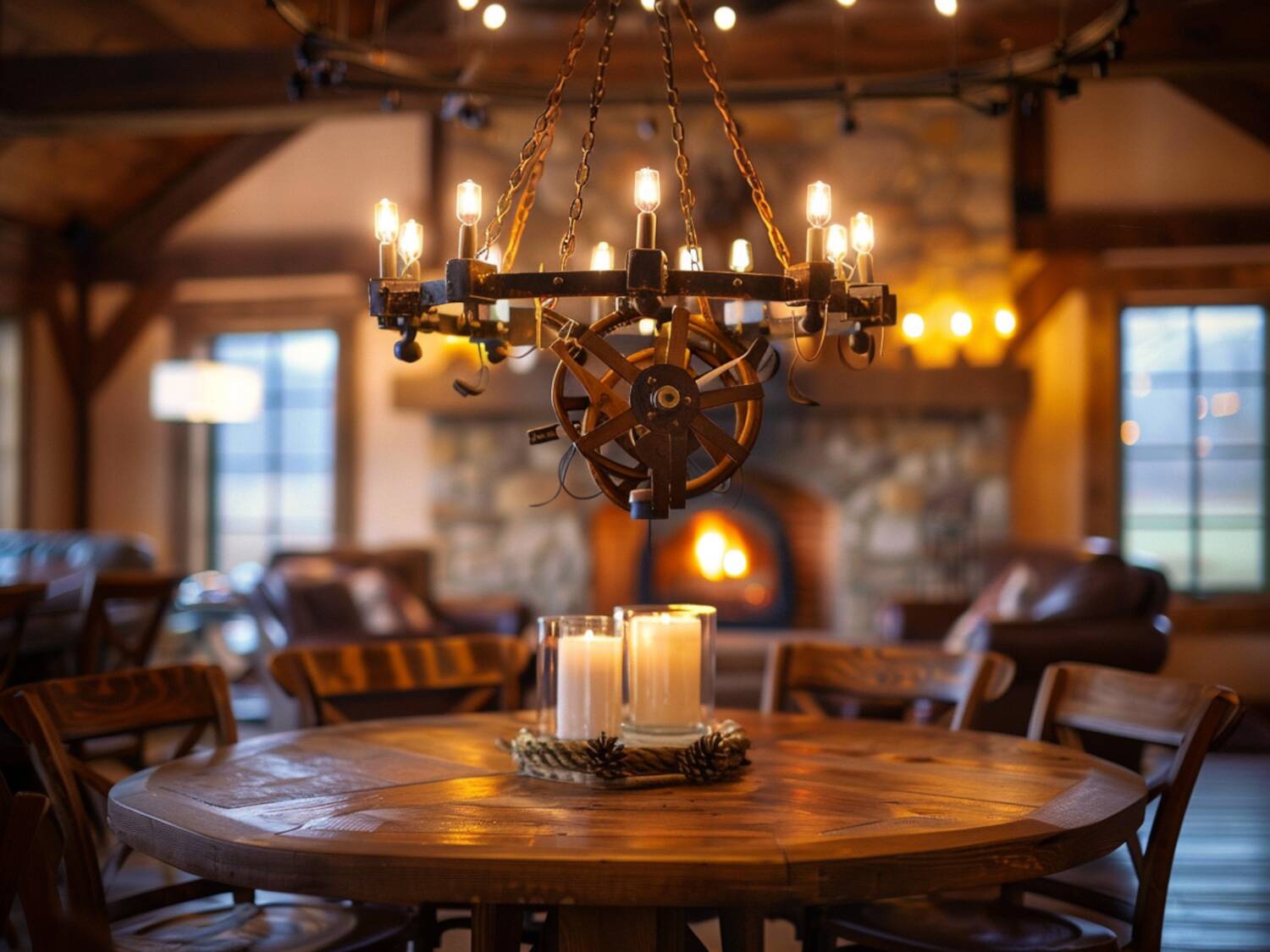 Jakie lampy wiszące najlepiej sprawdzą się w jadalniach z drewnianymi stołami w stylu rustykalnym