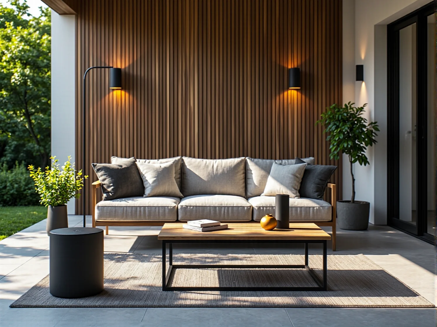 Dekoracyjne kule solarne wkomponowane w rabaty kwiatowe w stylu glamour.