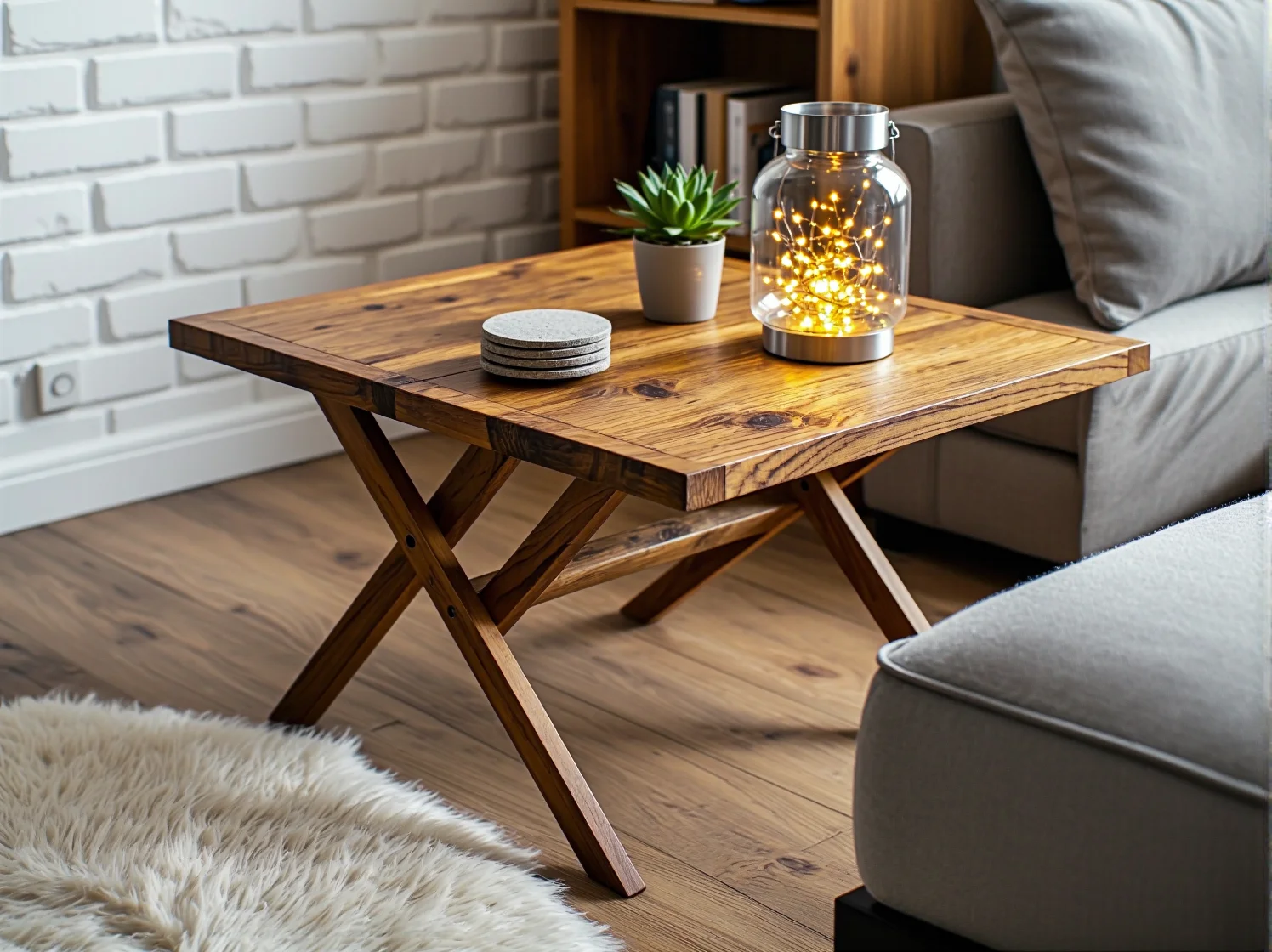 Girlanda z lampkami LED jako nastrojowe oświetlenie balkonu w stylu nordyckim