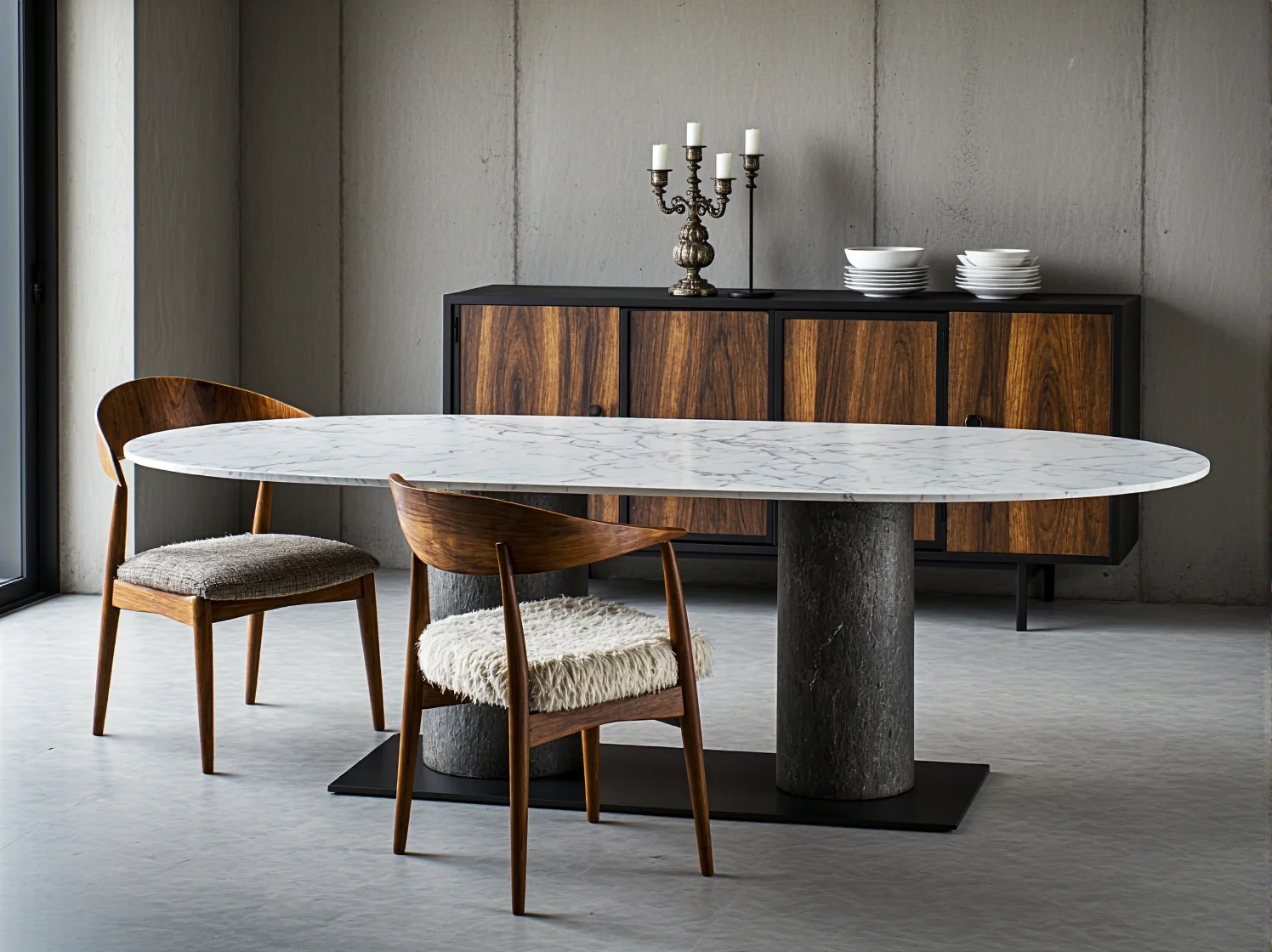 Detale nowoczesnych mebli: modne połączenie naturalnego drewna z czarnym metalem.