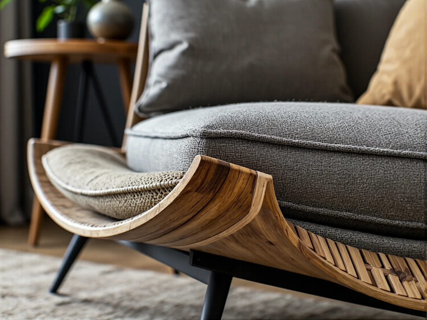 Zbliżenie na fragment drewnianego mebla podczas szlifowania - widoczna różnica między lakierem a drewnem.