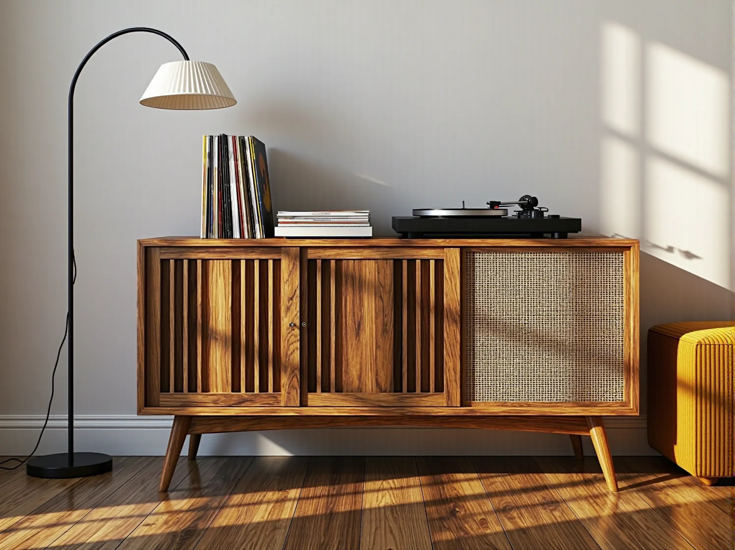 Przytulne wnętrze z fotelem retro, nawiązujące do psychologii nostalgii i powrotu do wzornictwa z przeszłości.