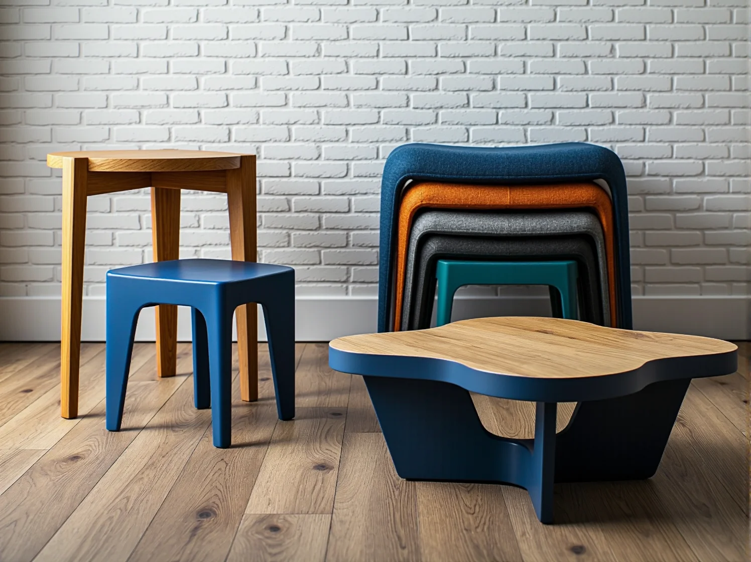 Kolorowe meble z tworzyw sztucznych w nowoczesnym pokoju młodzieżowym