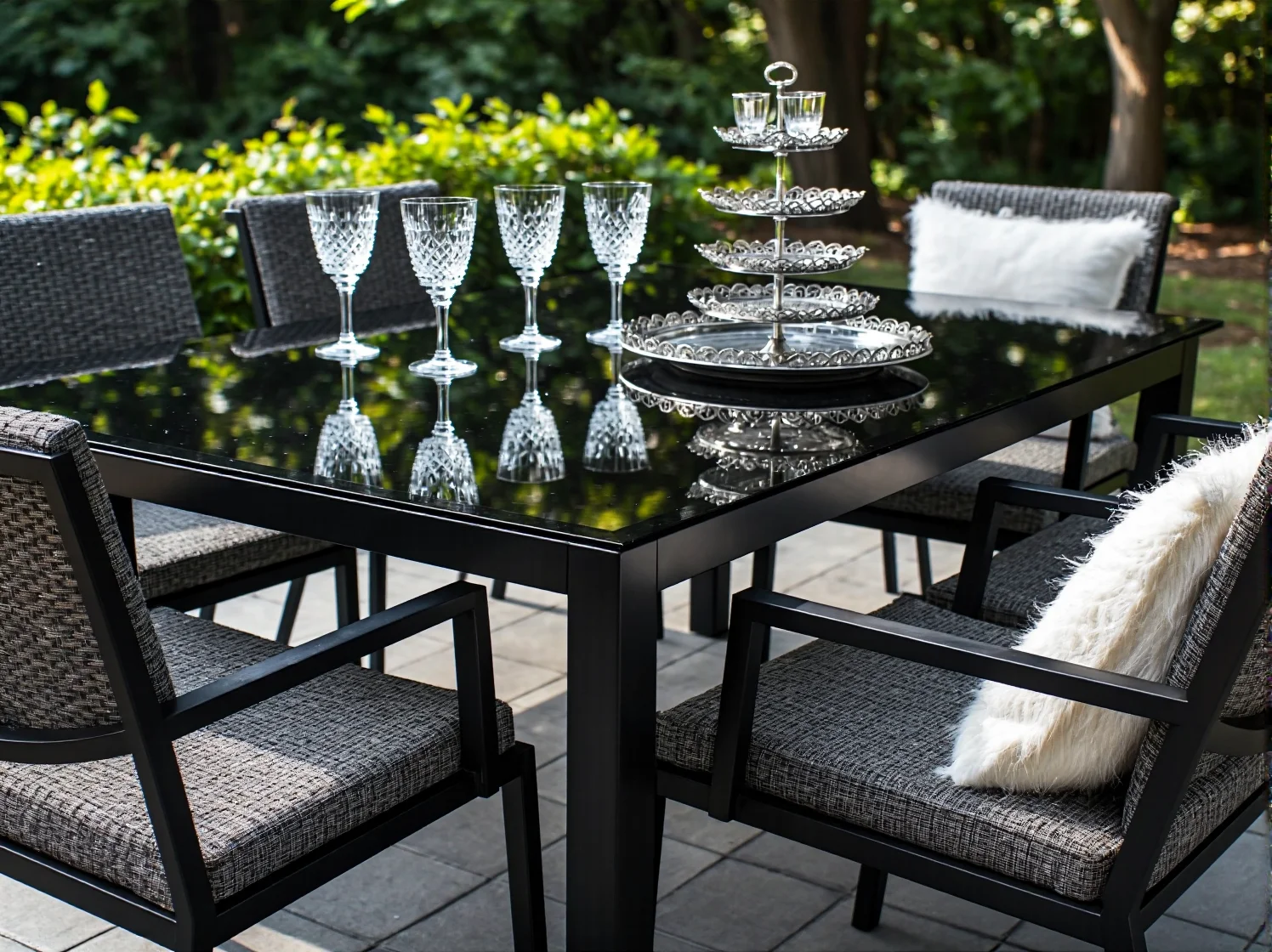 Luksusowa oaza relaksu na tarasie z jasnymi poduszkami