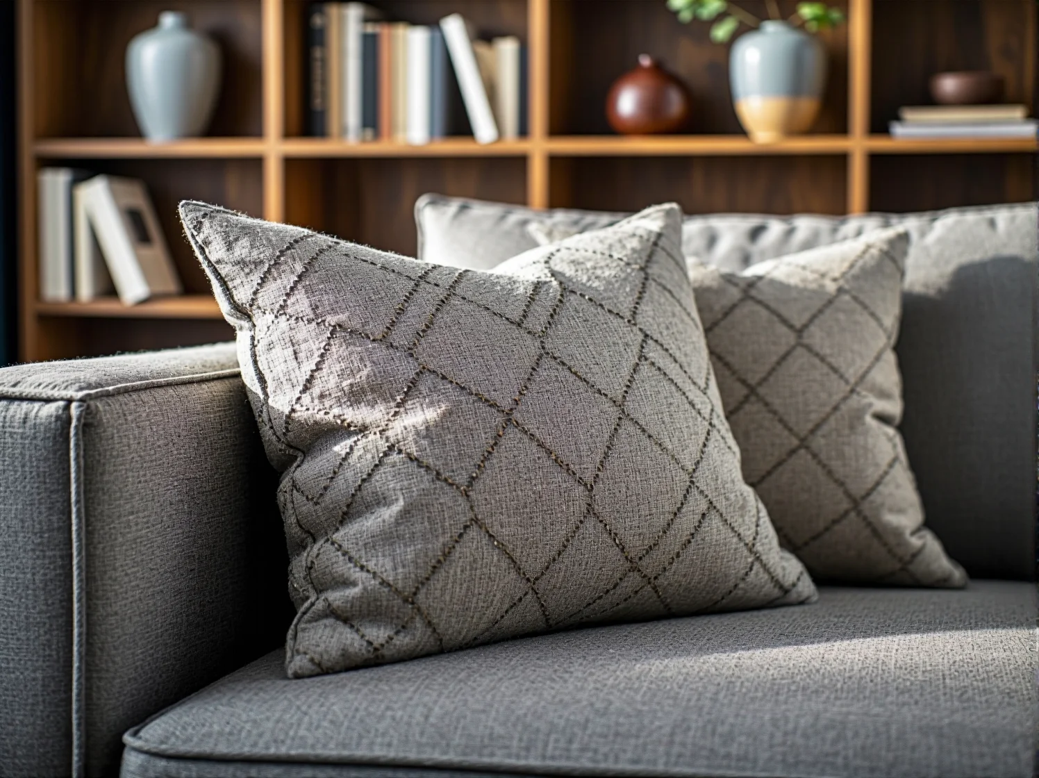 Duże lustro nad komodą w małym wnętrzu odbijające światło i dodające głębi całej aranżacji.