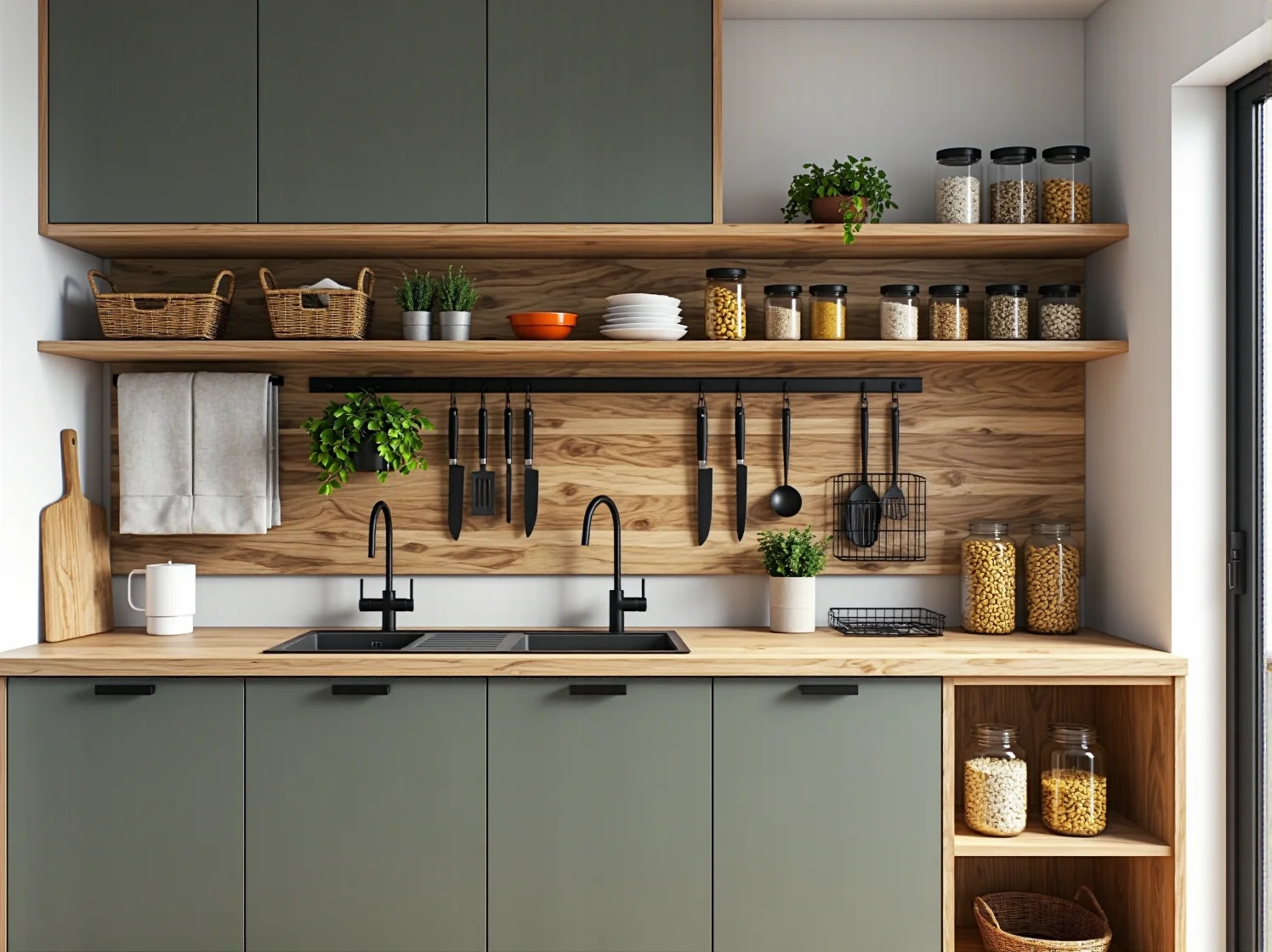 Kompaktowe sprzęty AGD do kawalerki, w tym płyta dwupalnikowa i mini piekarnik.