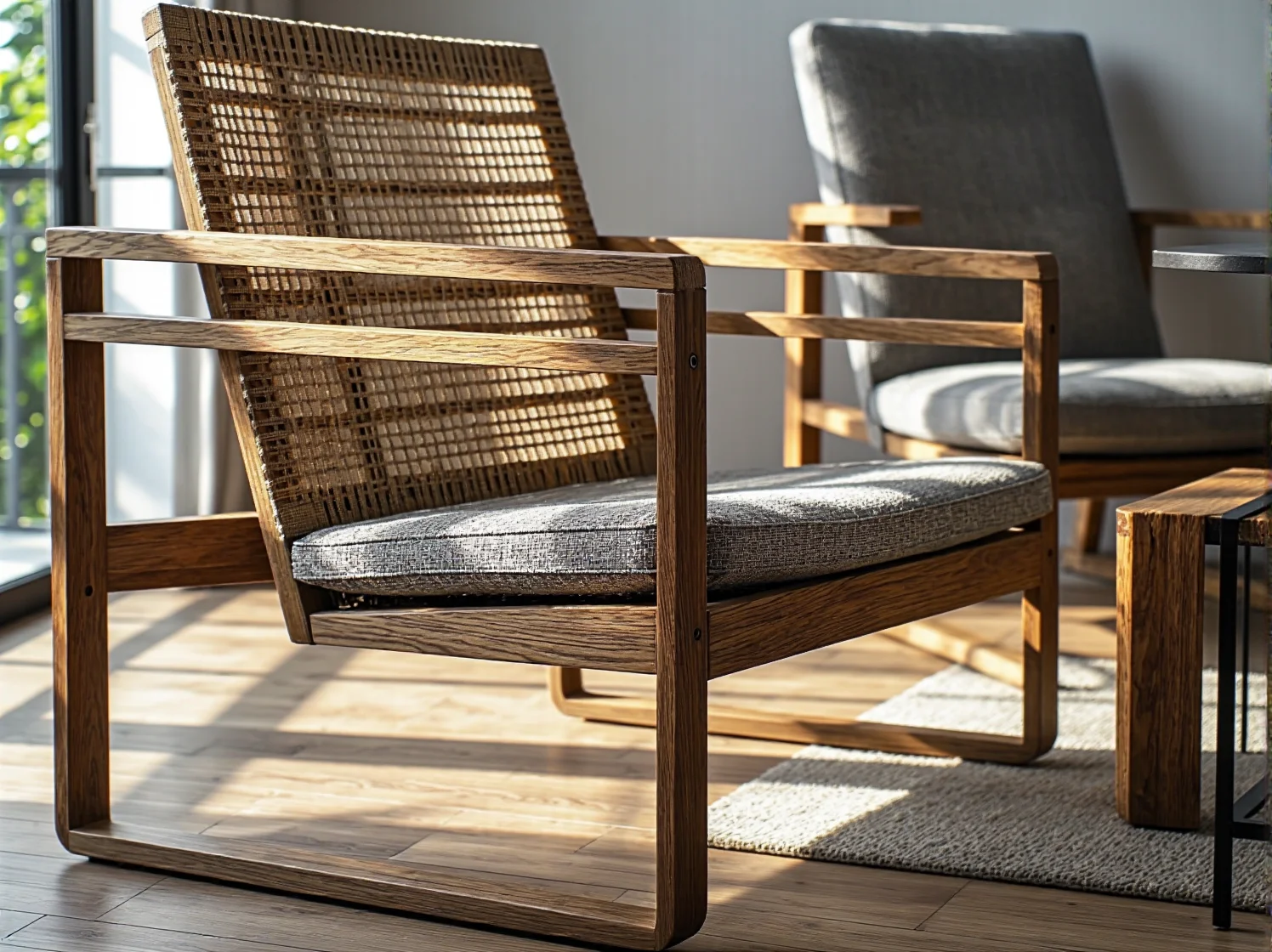 Zestaw narzędzi do renowacji mebli: szlifierka oscylacyjna, papier ścierny o różnej gradacji i maska.