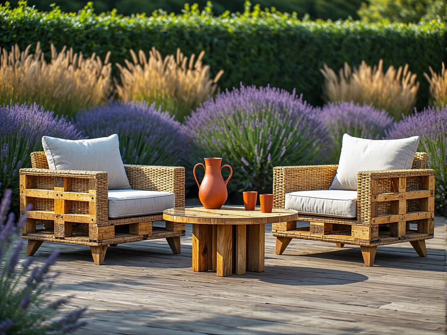 Naturalne meble rattanowe w harmonii z roślinnością na tarasie