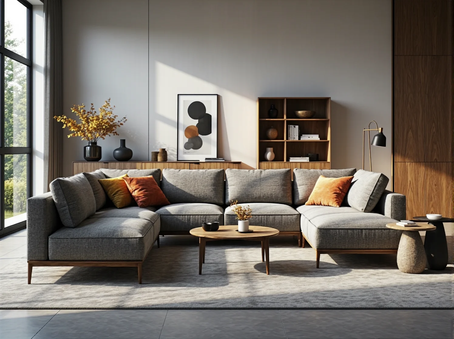 Nowoczesne meble wypoczynkowe w skandynawskim salonie łączące estetykę z wygodą.
