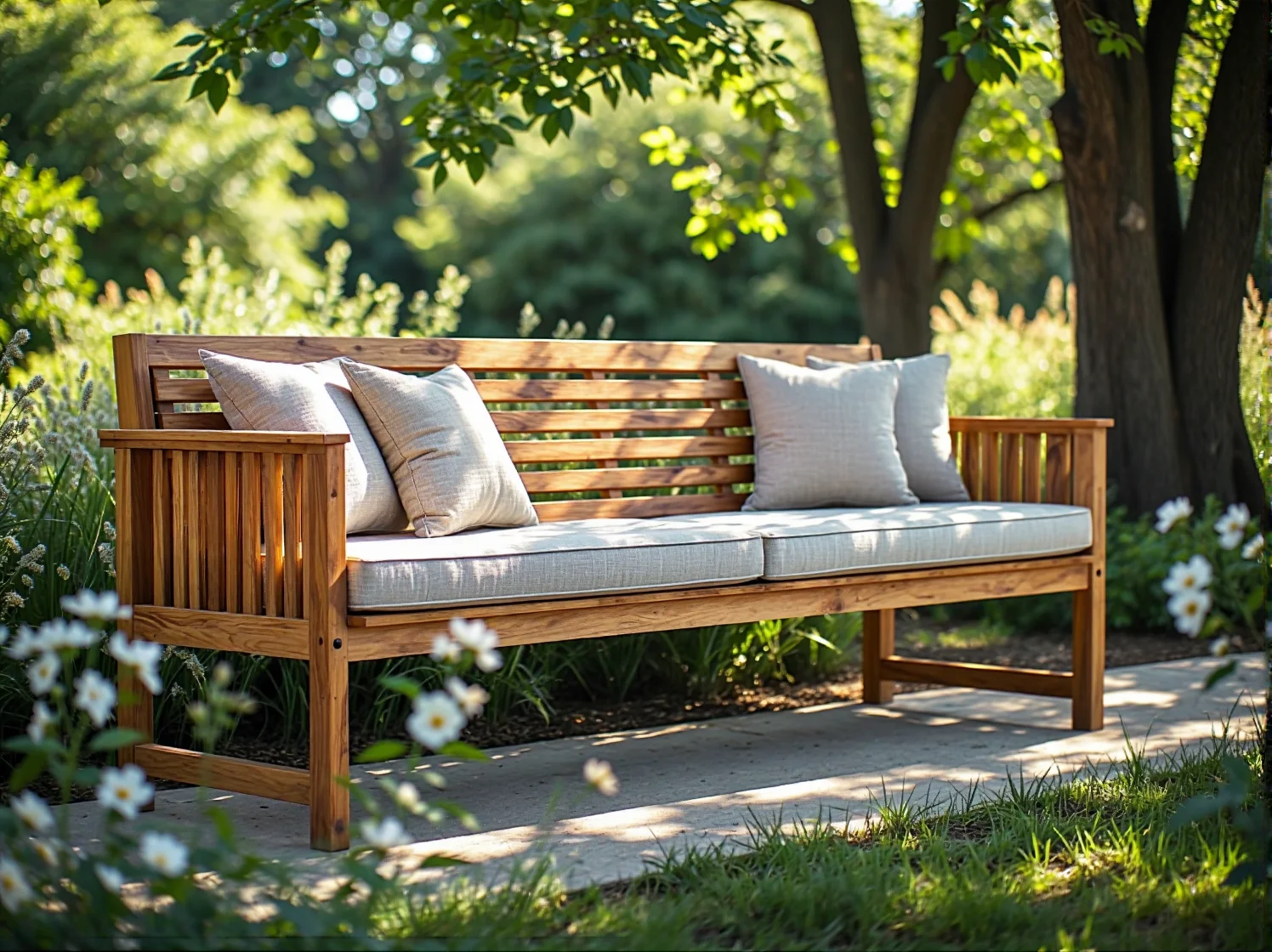 Zabezpieczone i odnowione meble ogrodowe po renowacji