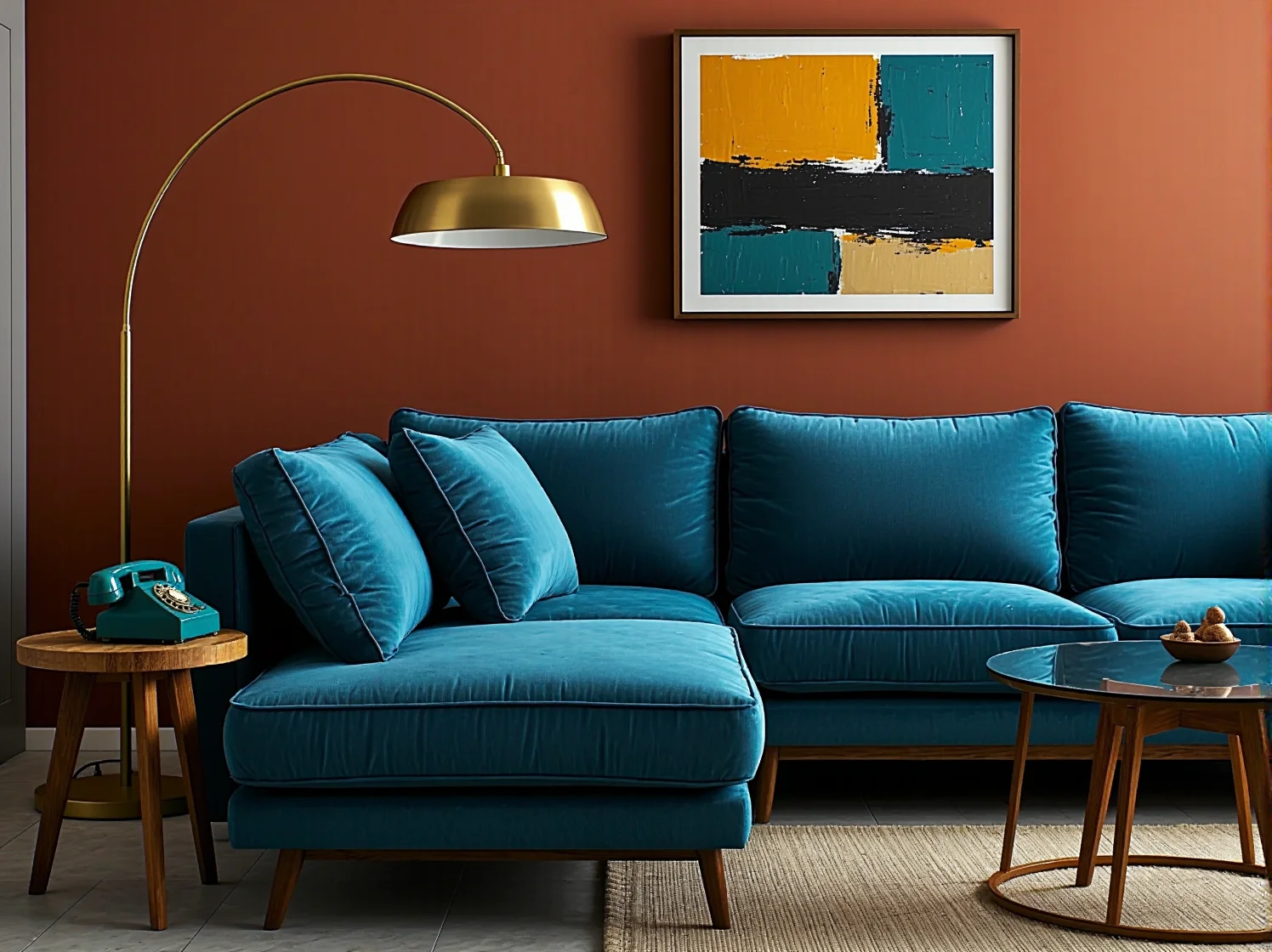 Stylowy narożnik z pikowaniami idealny do wnętrz retro