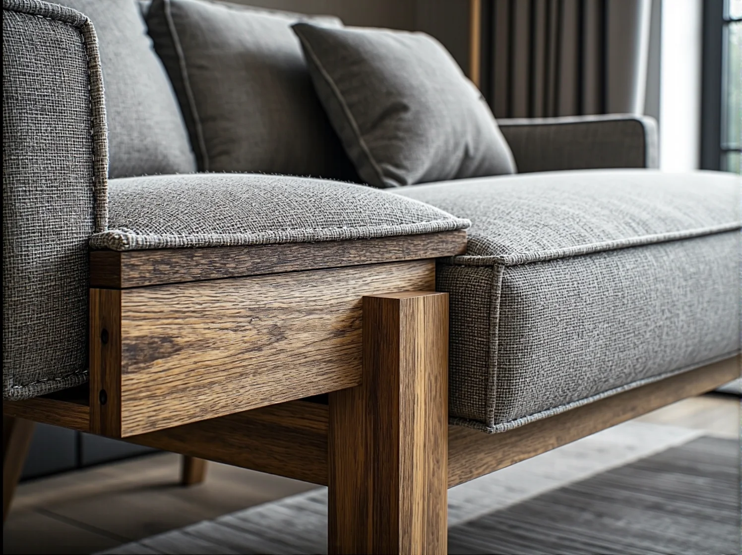 Konfiguracja sofy modułowej w małym mieszkaniu, pokazująca elastyczność mebli systemowych.