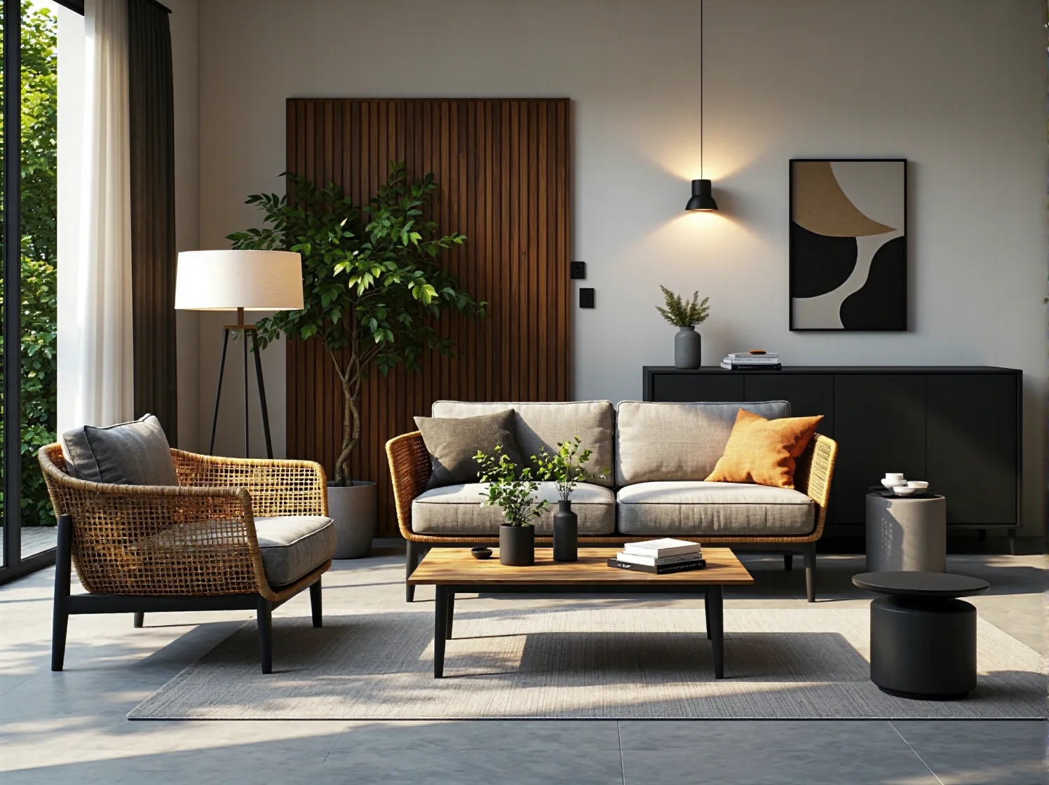 Srebrne lampiony solarne oświetlające ścieżkę w nowoczesnym ogrodzie.