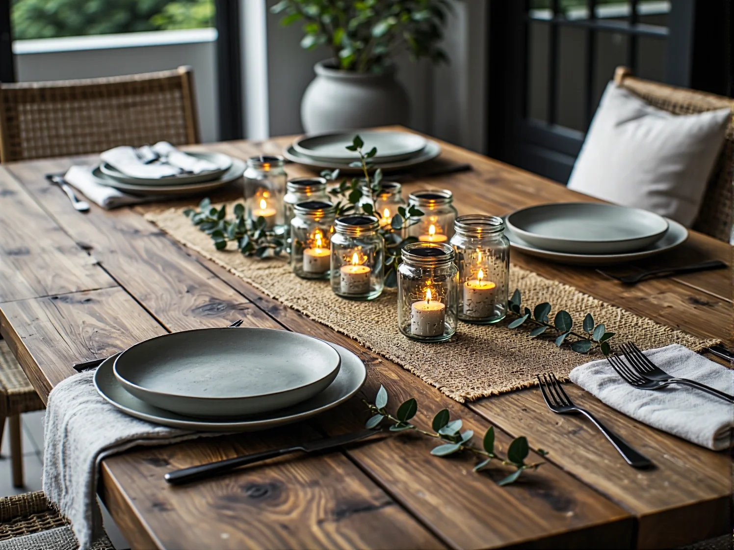 Stojące latarenki solarne umieszczone wokół tarasu oświetlające ścieżkę do ogrodu.