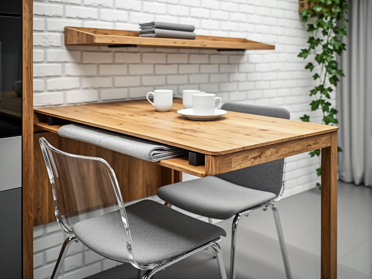 Rozkładany stół z litego drewna idealny do małej jadalni, oszczędzający miejsce.