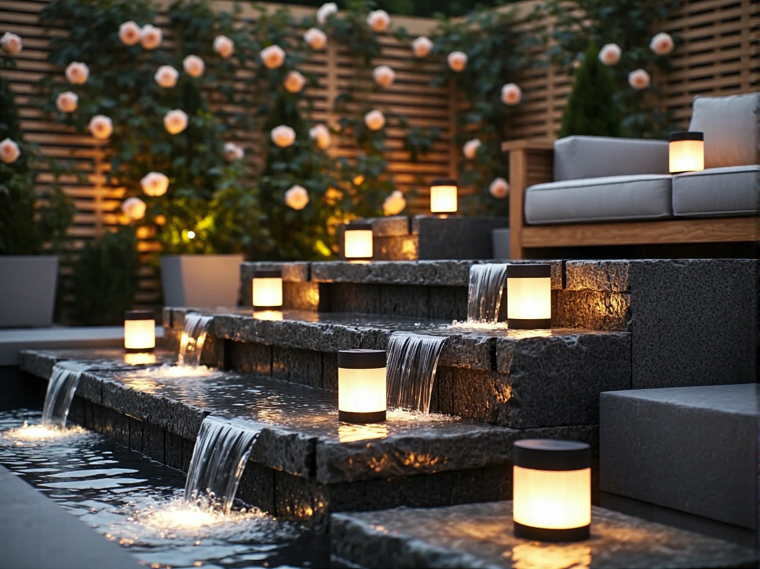 Szklane lampy solarne w kształcie diamentów na trawniku w stylu glamour.