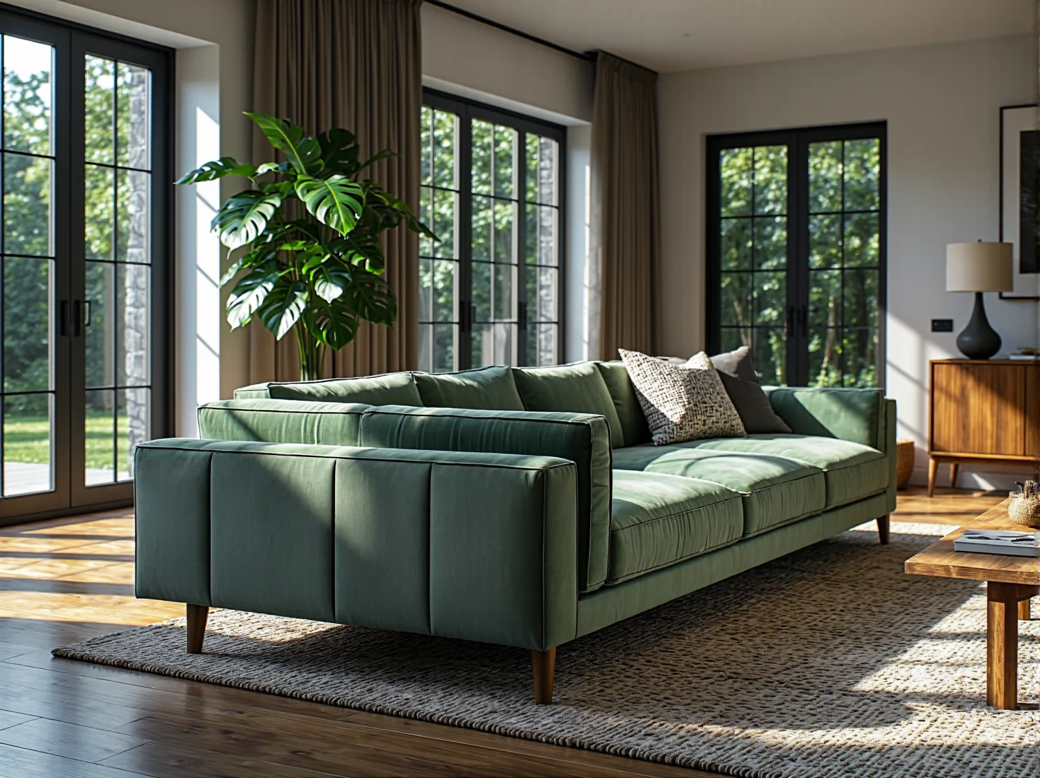 Odporna na słońce tkanina obiciowa narożnika stojącego przy drzwiach na taras