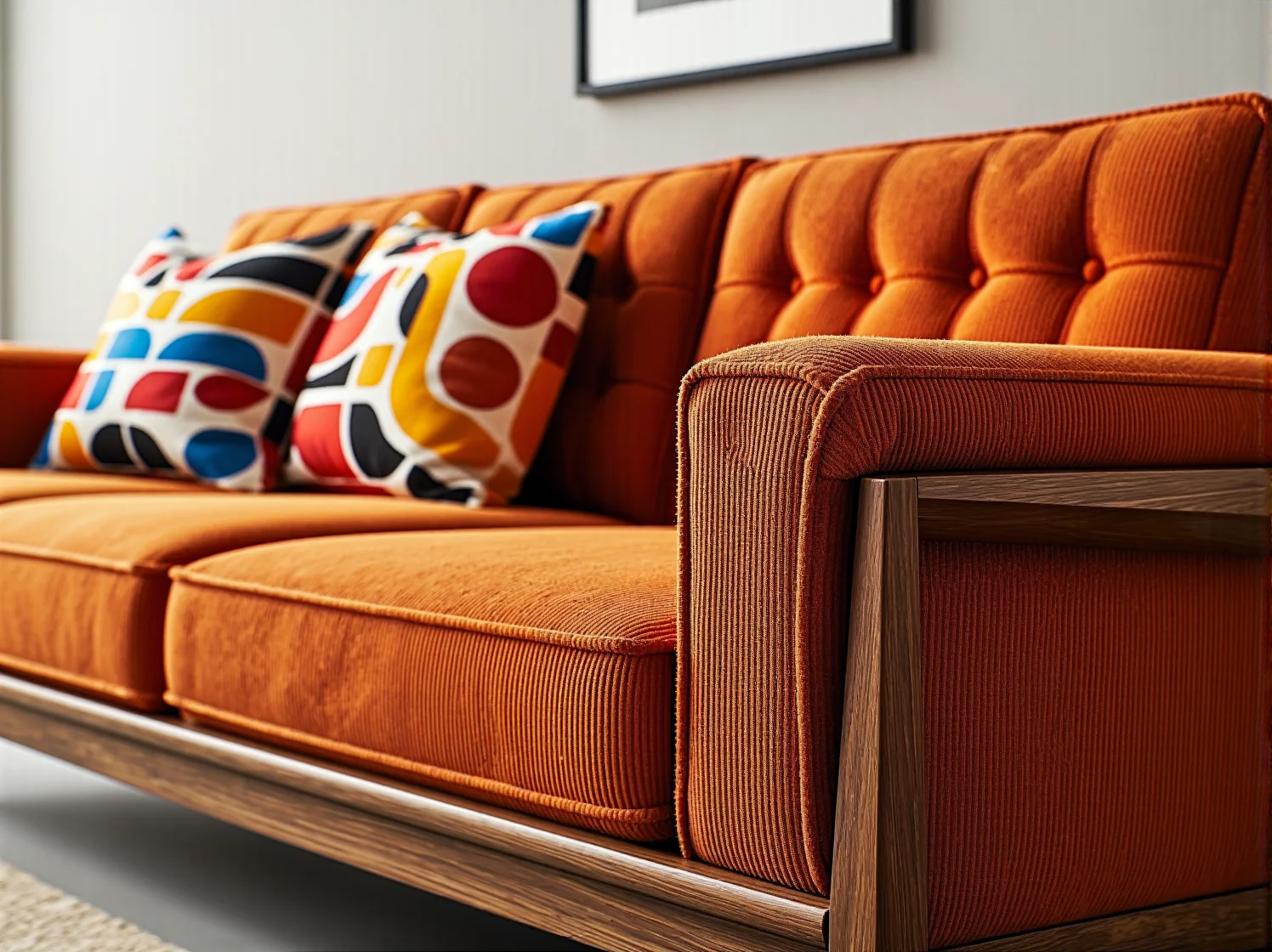 Wygodny narożnik na drewnianych nóżkach w stylu vintage