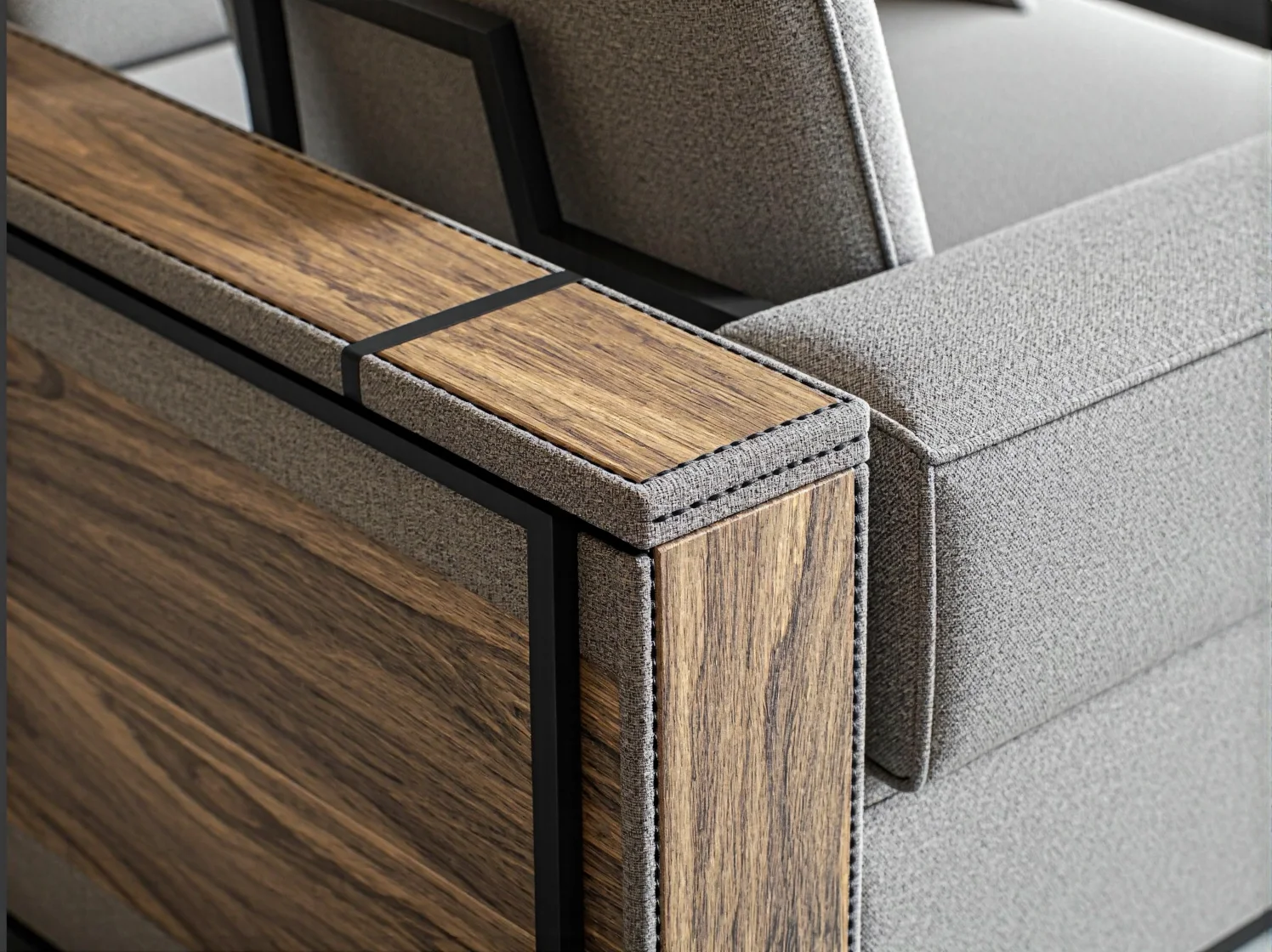 Zrównoważona drewniana komoda ze złotymi detalami.